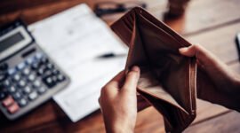Empty money in wallet, concept money deficit, money is not enough , Unemployment, poverty