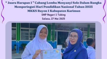 Kembali Toreh Juara Harapan 1 Bernyanyi Solo, SMPN 1 Tebing Optimis Increase Kemampuan Skill